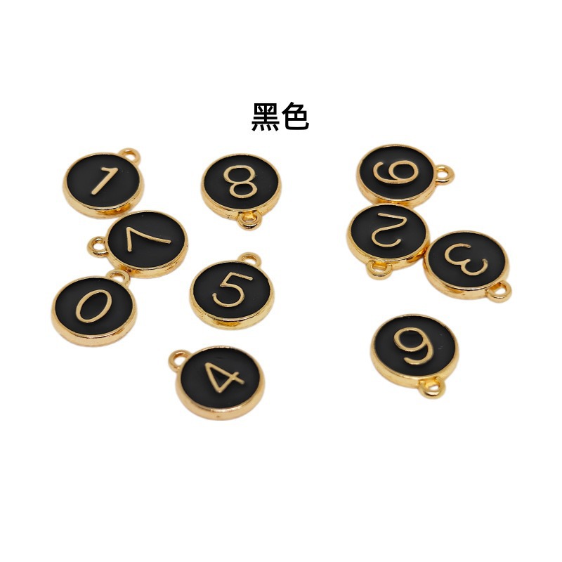 DIY jewelry accessories: alloy double-sided oil-dripping, multi-color digital and letter pendants, bracelets, necklaces, and pendants Specification image