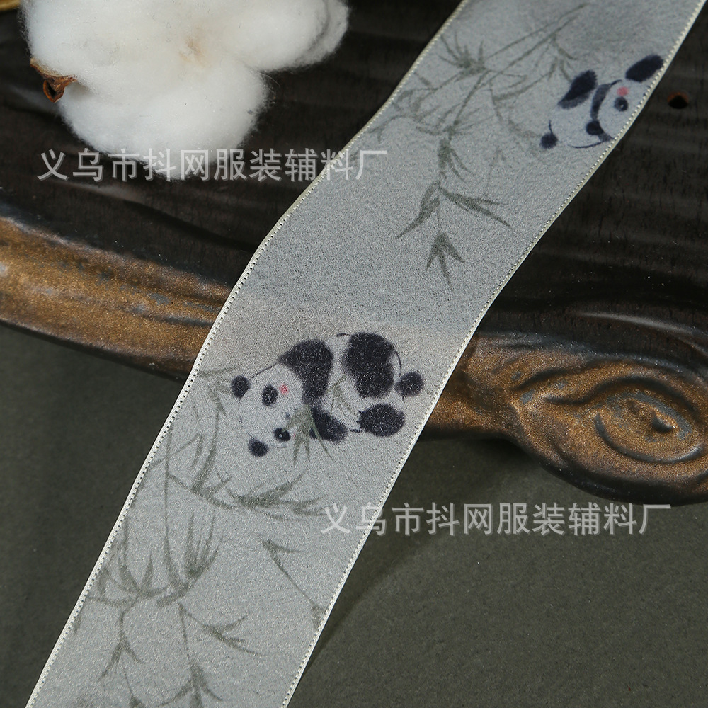 Estilo nacional tinta panda chiffon cinta estampada ramo de flores diy caja de regalo chino cintas decorativas streamers cintas hechas a mano details Picture