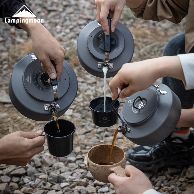 Koman aluminum alloy coffee pot 0.8L, 1L, 1.5L portable camping teapot, outdoor boiling kettle, lightweight Specification image