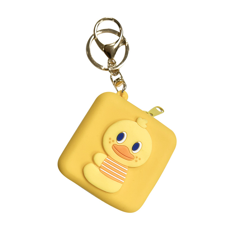 Factory direct sales of cartoon round silicone coin purses, versatile little dinosaur keychains, bags, hanging decorations, cute and fun storage Item Picture