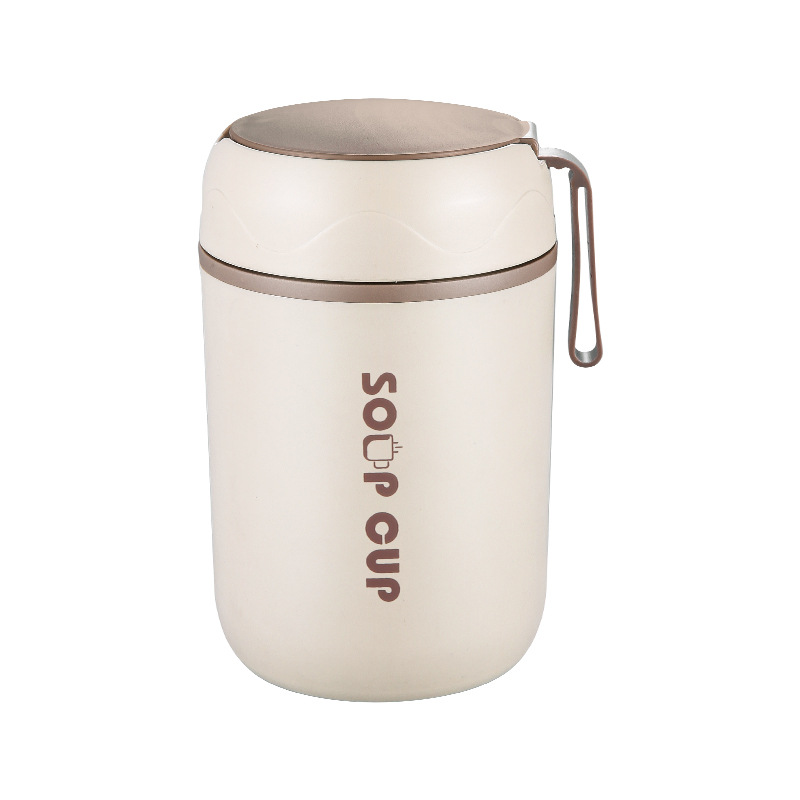 304 tazas de desayuno de acero inoxidable tazas de sopa con cuchara con tapa tazas de avena portátiles tazas de leche selladas tazas de leche de soja latas de sopa Item Picture