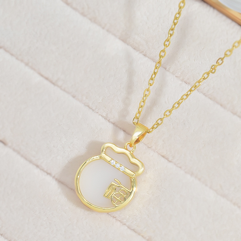 2024新款仿玉福袋吊坠微镶民族风复古个性百搭网红高级感女锁骨链