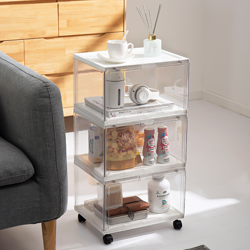 Acrylic basketball storage shoe box, double magnetic side-opening transparent cosmetic box, bag storage box, storage drawer type Specification image