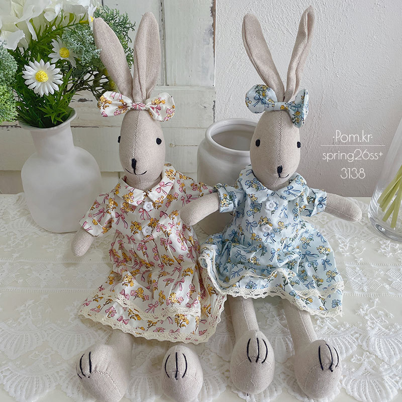 Spring new Korean-style floral dress Rabbit Wa doll handmade fabric children's soothing toy sweet baby doll girl Application Scenario