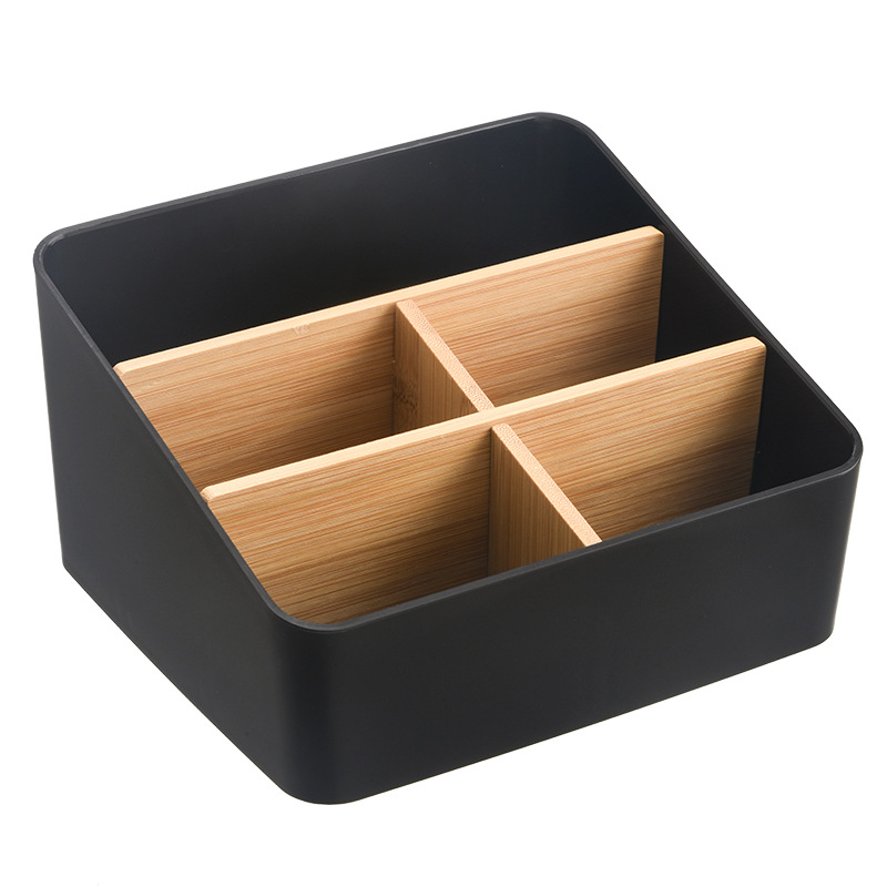 Caja de almacenamiento de cosméticos de escritorio negro multifuncional caja organizadora de archivos de cuentas suministros de almacenamiento arcabuz de almacenamiento ordenado Item Picture