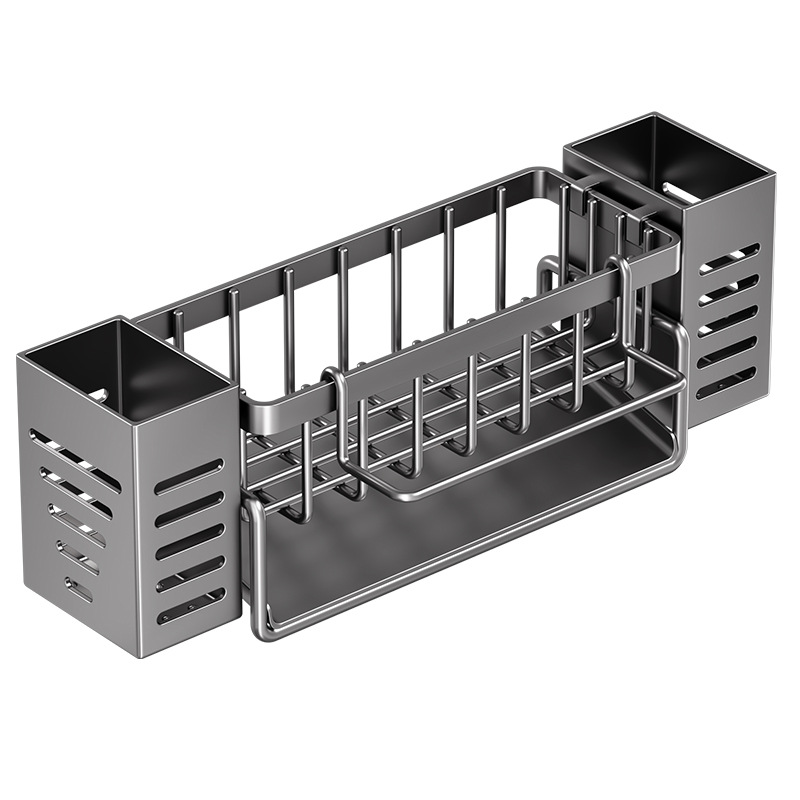 Stainless steel kitchen draining rack, storage sink, rag rack, household multi-functional storage, steel wool ball draining sponge rack Item Picture