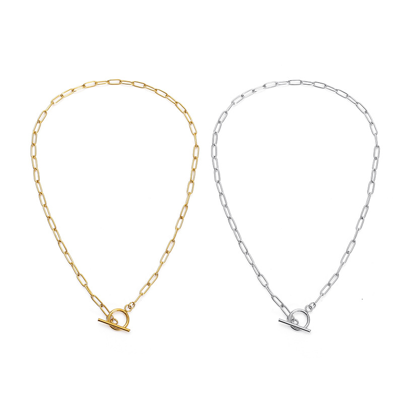 European and American cross-border non-fading stainless steel cross-shaped chain collarbone chain, European and American style necklace for men and women, OT item Item Picture