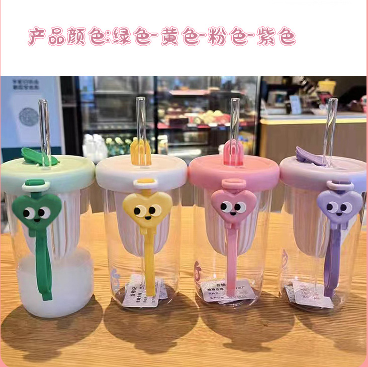 Cute Katon tea-water separation cup, lemon cold brew straw cup, high appearance level, internet-famous water cup, heat-resistant coffee cup Specification image