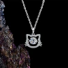 S925 pure silver pink little cat necklace for girls, new light luxury, niche and high-end design, collarbone chain moissanite Specification image
