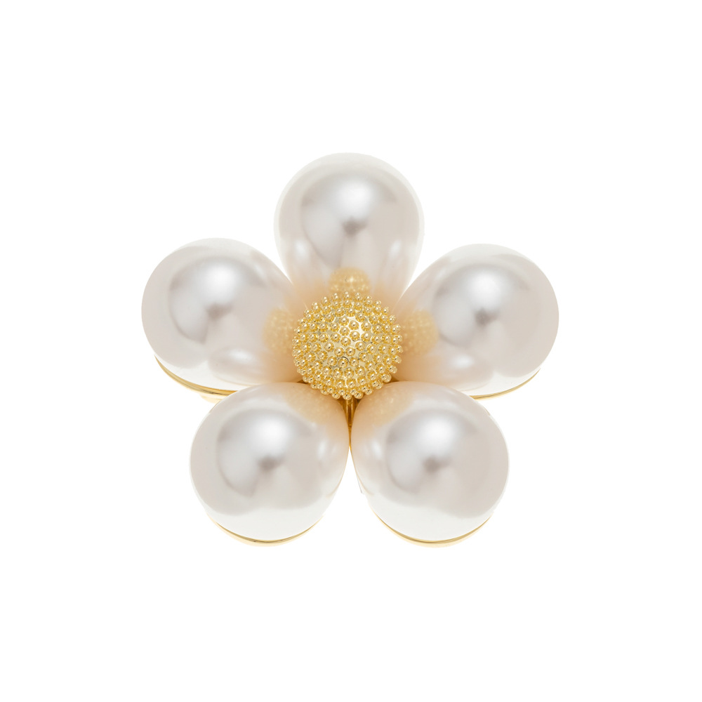 French high-end white flower brooch, women's fashion light luxury style flower brooch new product pearl flower pin accessory Item Picture