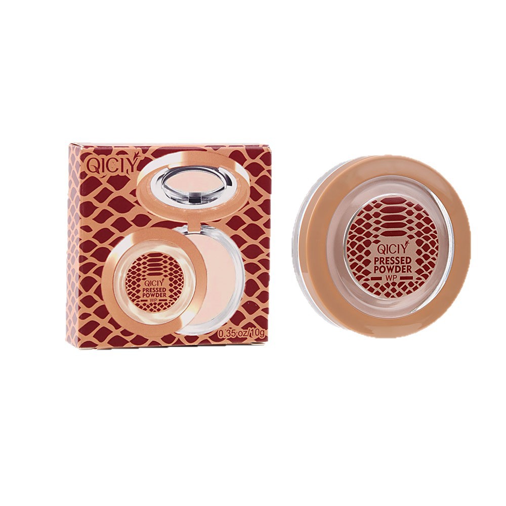 跨境专供QICIOY 6色粉饼定妆粉透明蜜粉补妆持久防水哑光粉饼批发白底实物图