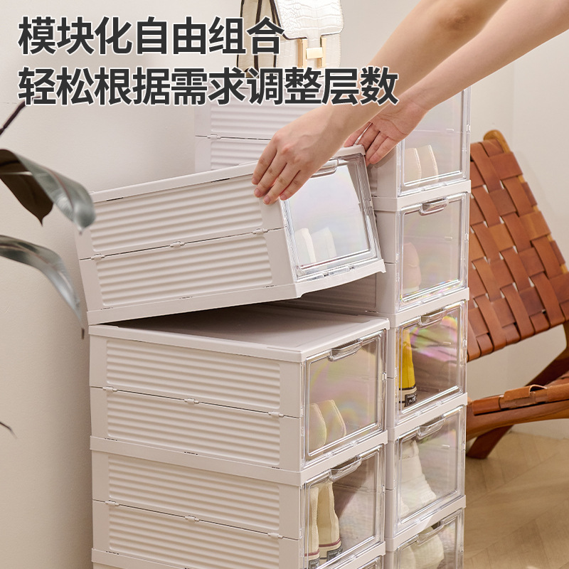 Transparent shoe box storage box, plastic transparent shoe cabinet, internet-famous shoe storage wonder, sneakers, aj shoe box, shoe rack, shoe wall details Picture