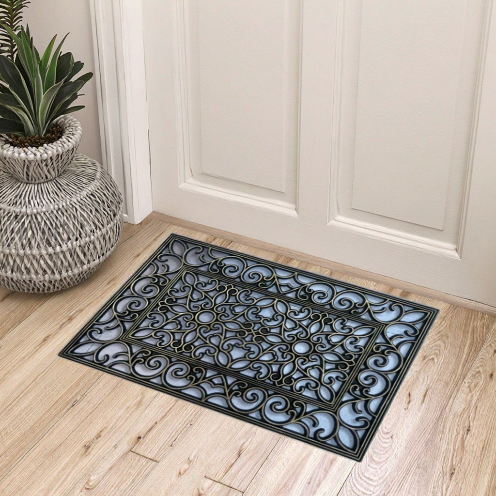 Black rubber and plastic anti-slip MATS, aluminum film injection molded MATS, popular European-style welcome MATS, machine-pressed MATS, door mud scraping MATS Specification image