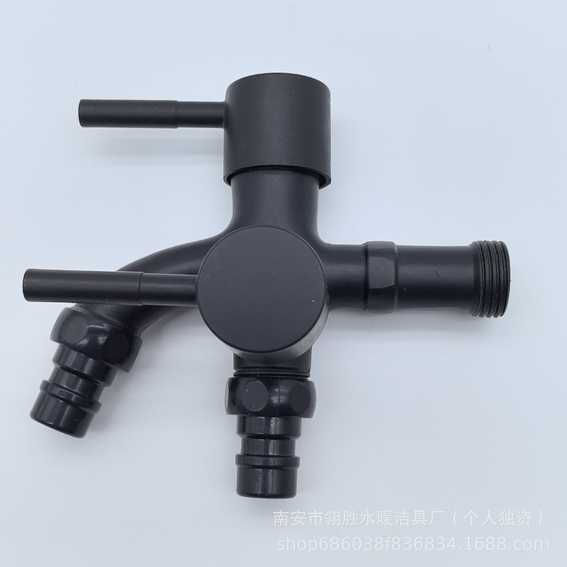 厂家自销 锌合金 多功能龙头 厨房阳台卫生间 黑色一进二出水龙头