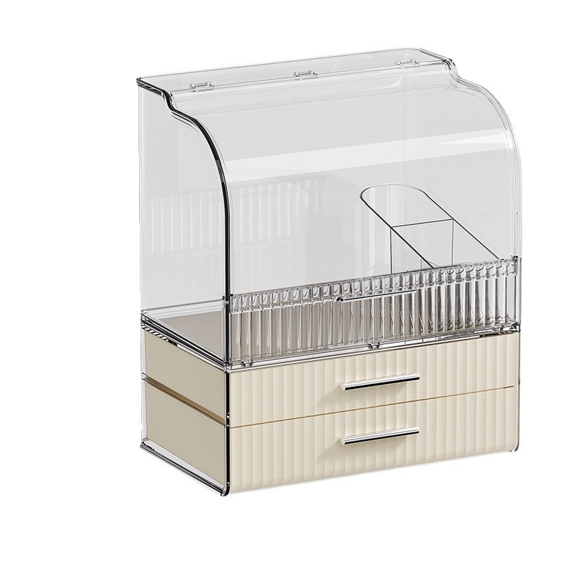 Carefully selected cosmetic storage box with transparent lid, large-capacity desktop shelf, drawer-style dressing table, organizing box Item Picture