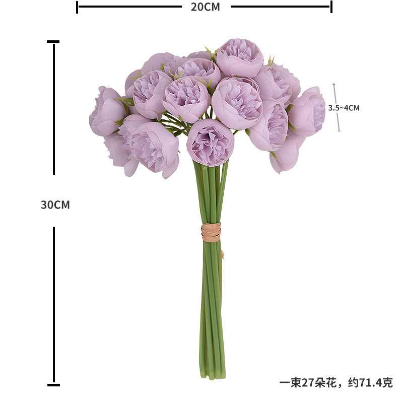 Cross-border artificial flowers: 27 peonies, bunches of raffia, camellias, roses, InS-style artificial flowers, New Year's goods from the manufacturer - 3