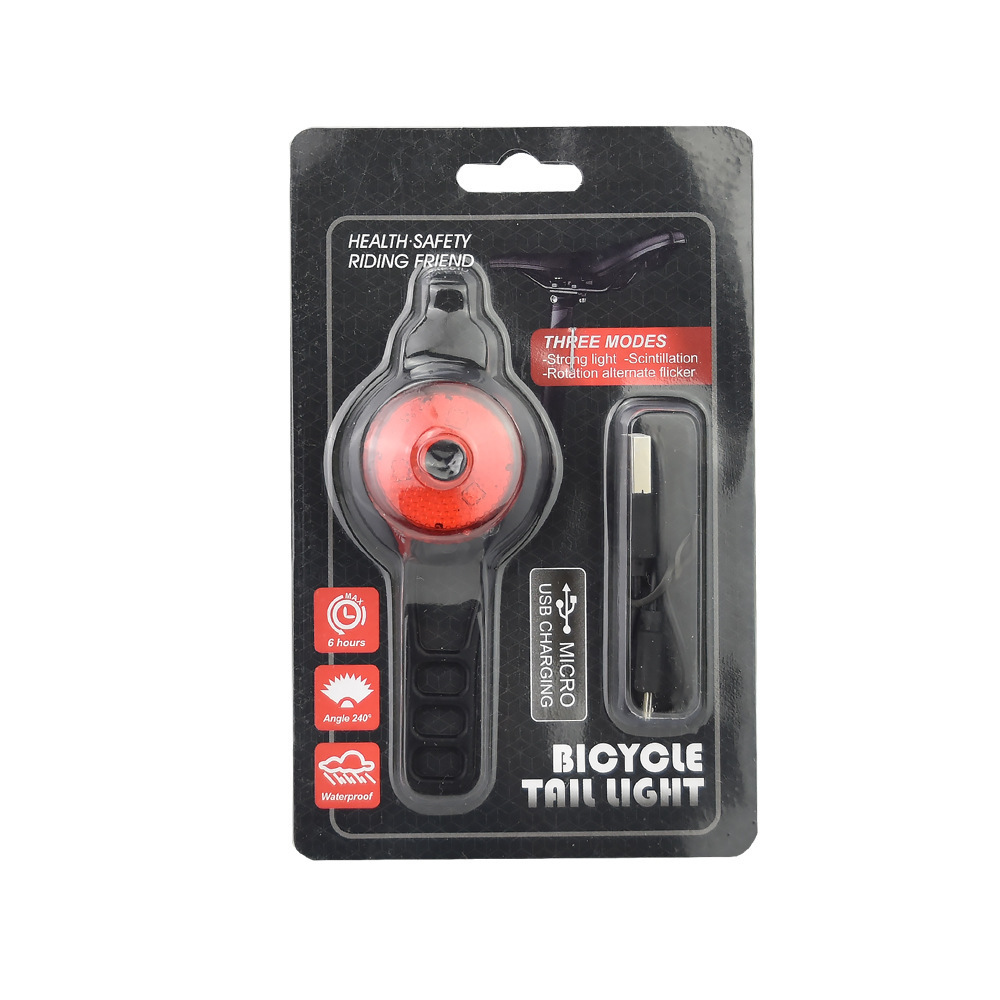 Mini taillights for night cycling, USB charging, night warning lights, mountain bike flashing lights, mini round tail