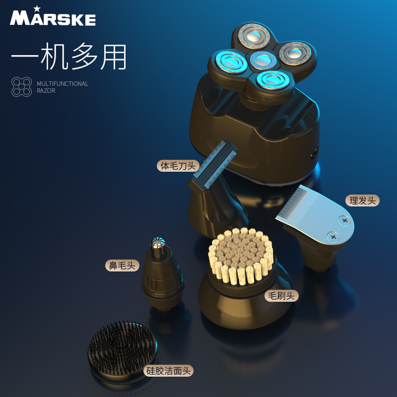 Máquina de afeitar eléctrica portátil tres cuchillas cabeza de cuerpo completo lavado hombre shaver multifunción recargable Specification image