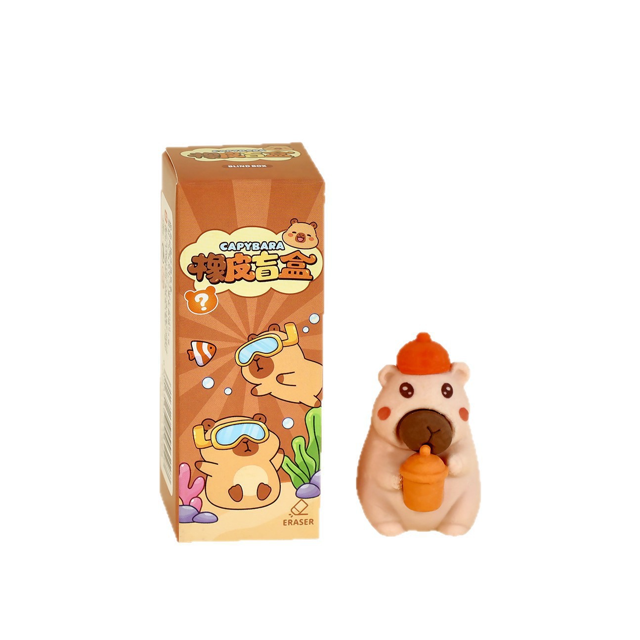 High appearance level, cute Capibara eraser blind box, cartoon disassembly fun, capybara student, free pencil eraser Item Picture