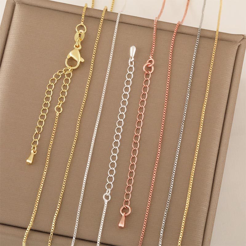 Honglu 18k gold-plated copper color-preserving 0-character necklace with water drop extension chain, total length 50 cm diy thin chain details Picture