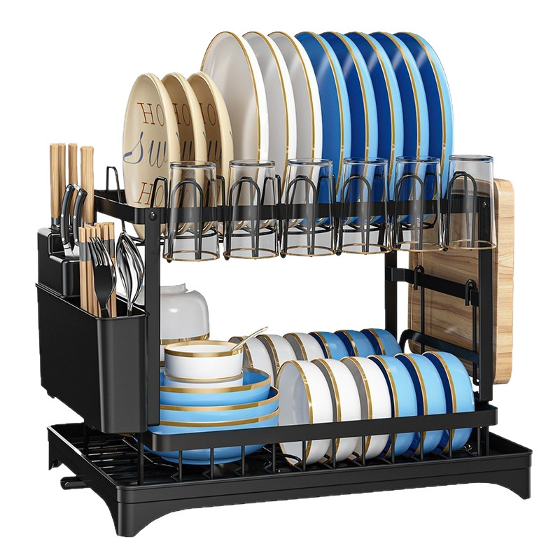 Kitchen storage rack, multi-layer movable floor-standing draining rack, foldable household storage rack, dish rack Item Picture