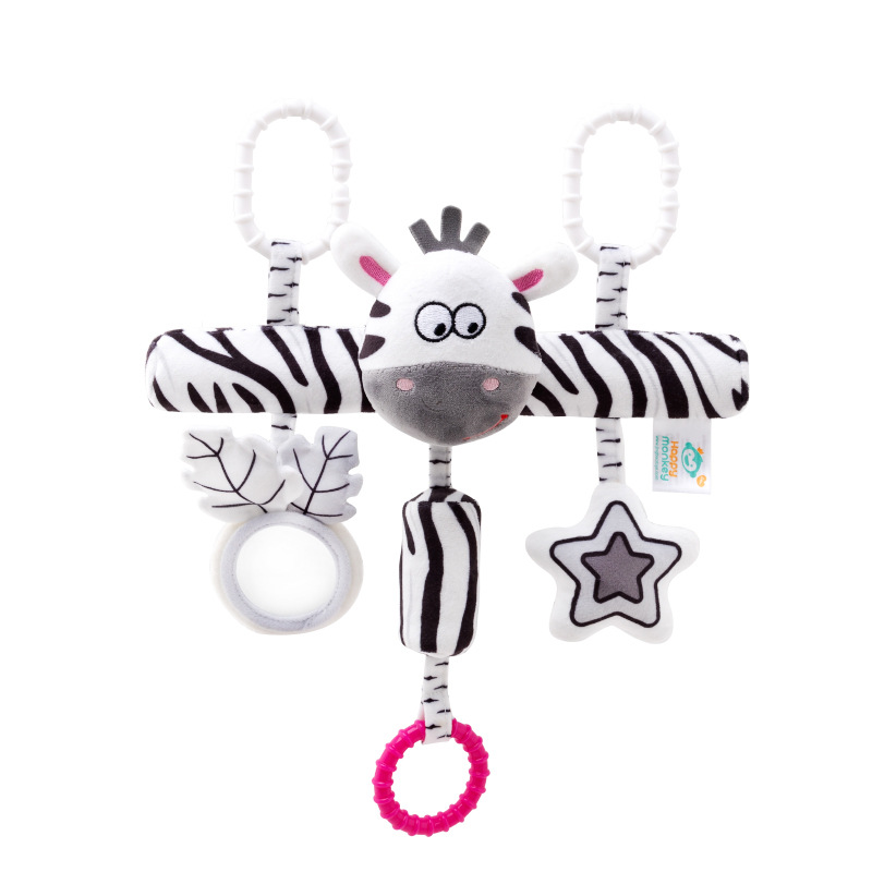 Happy monkey Visual Black and White Baby lathe crossbar hanger with wind chime tube sound paper mirror BB call manufacturer Item Picture