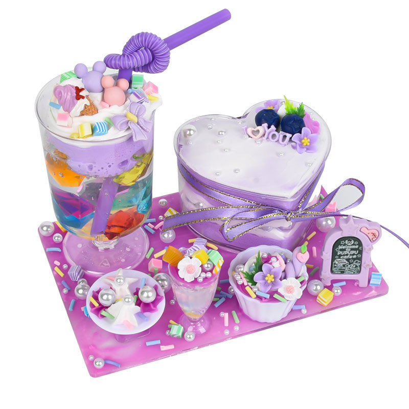 手工DIY材料包新款奶油胶diy材料包儿童手工奶油卡通创意食玩玩具白底实物图