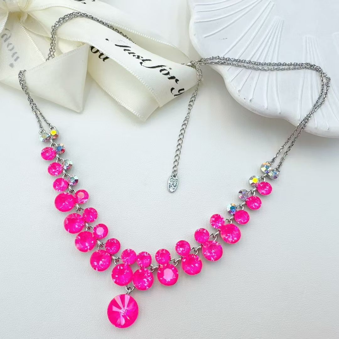 Cross-border best-selling bride accessories: Austrian water diamond teardrop-shaped necklace, earrings, wedding dress, evening gown, jewelry, banquet Specification image