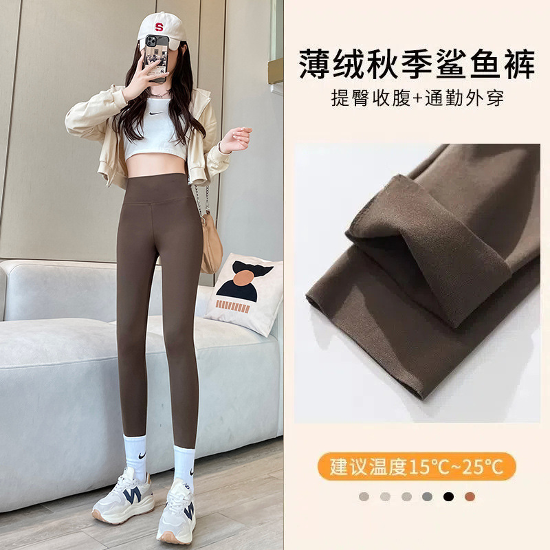 加厚羊羔绒鲨鱼裤女外穿冬季春秋紧身保暖棉裤加绒打底瑜伽芭比裤细节图