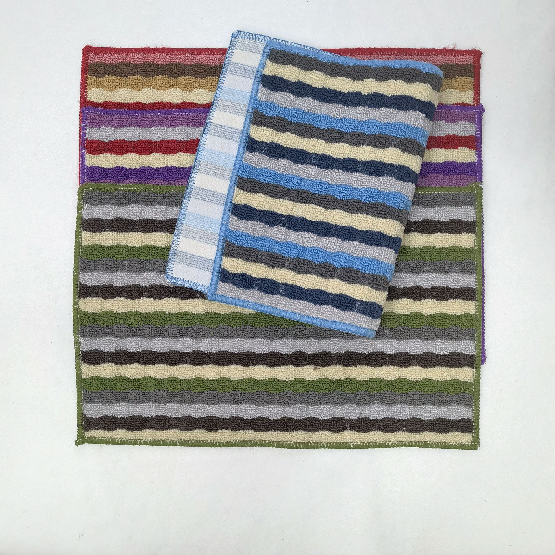 圈绒多彩波浪提花细条白色TPR底室内厨房客厅卫生间防滑地垫脚垫