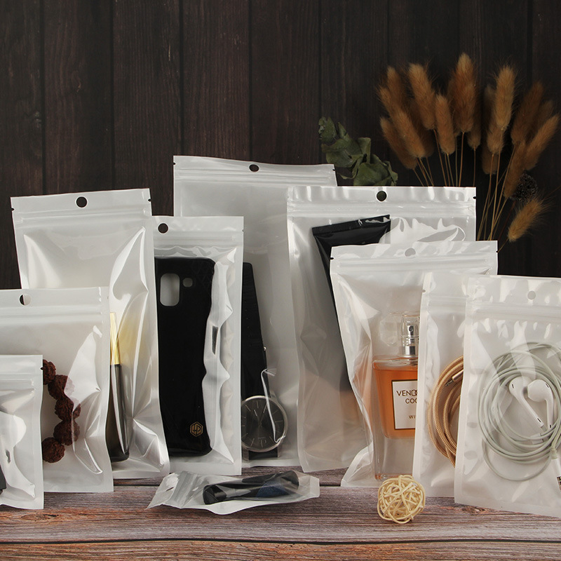 Self-sealing bags, pearlescent film, yin-yang bone bags, semi-transparent plastic bags, mask packaging bags, sealed zipper bags, printing details Picture