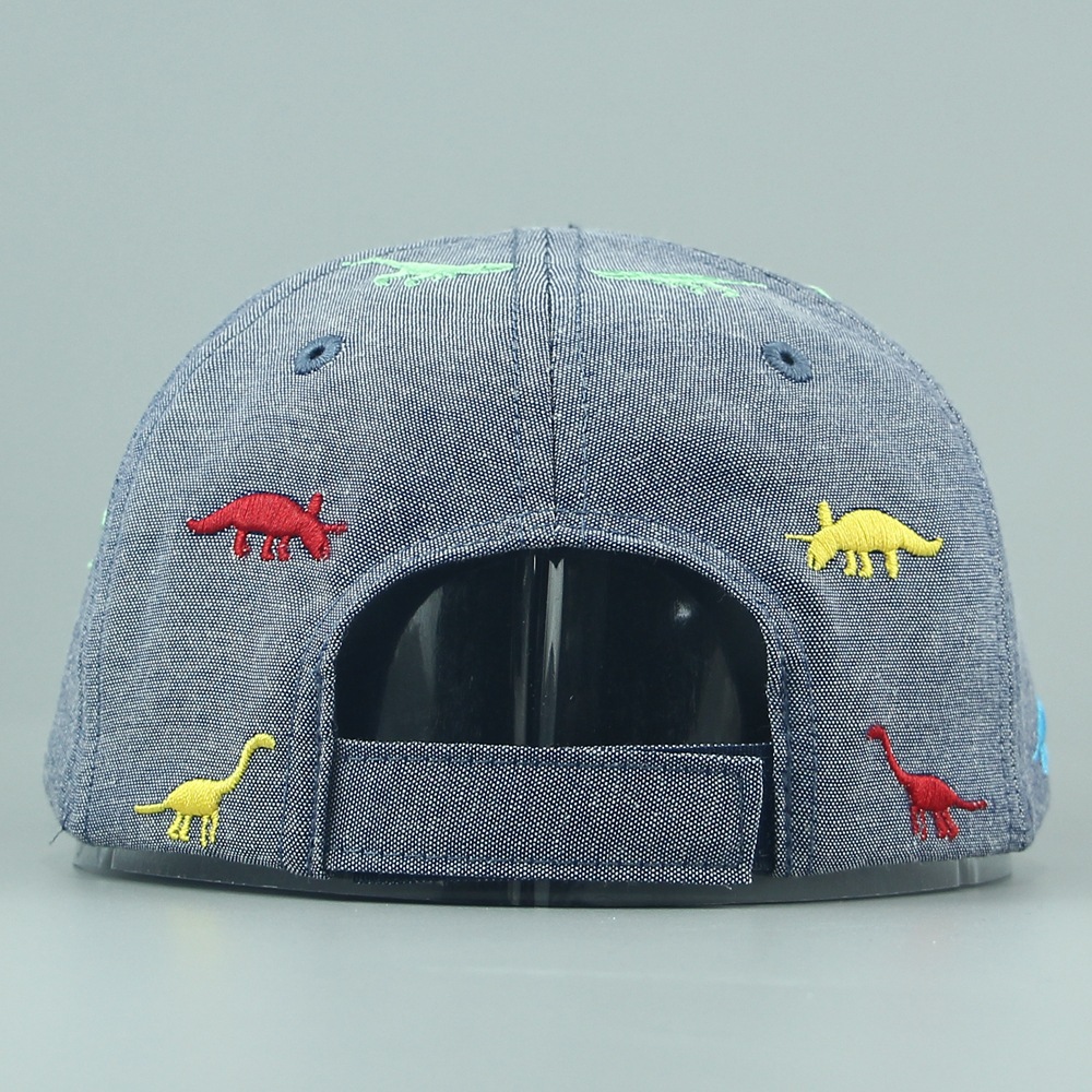 Spring and summer sun protection and shading children's hats, solid-colored skin-friendly cotton flat tongue hats, cute dinosaur embroidered flower hip-hop hats Application Scenario