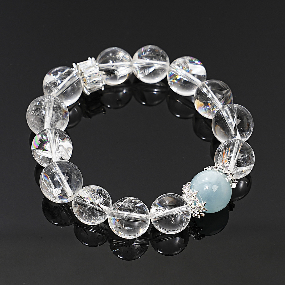 【露丝同款升级】高货天然白水晶手串女款海蓝宝时尚手链批发产品图