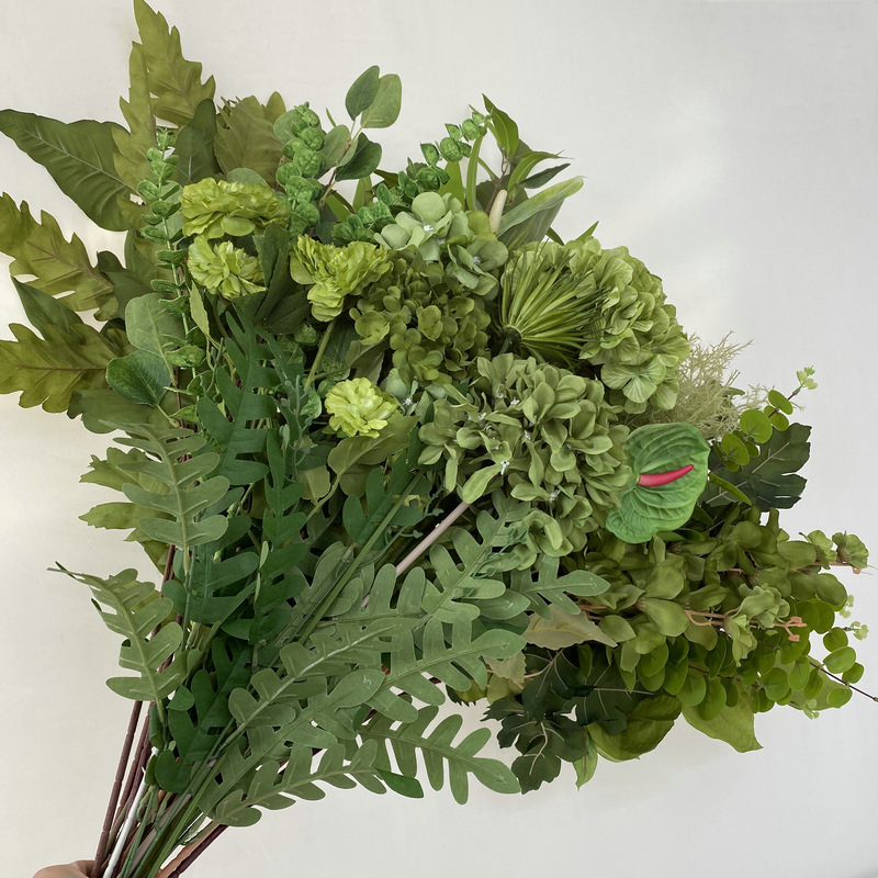 Green series artificial flower forest series wedding flower materials, wedding background flower arrangement, photography shooting props, artificial flower wholesale details Picture