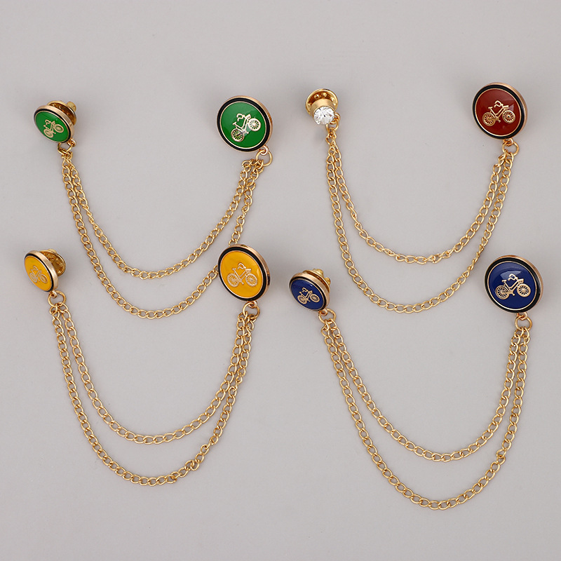 合金胸针ins潮流韩板简约时尚领针链条胸花男女衬衫上衣西装配饰