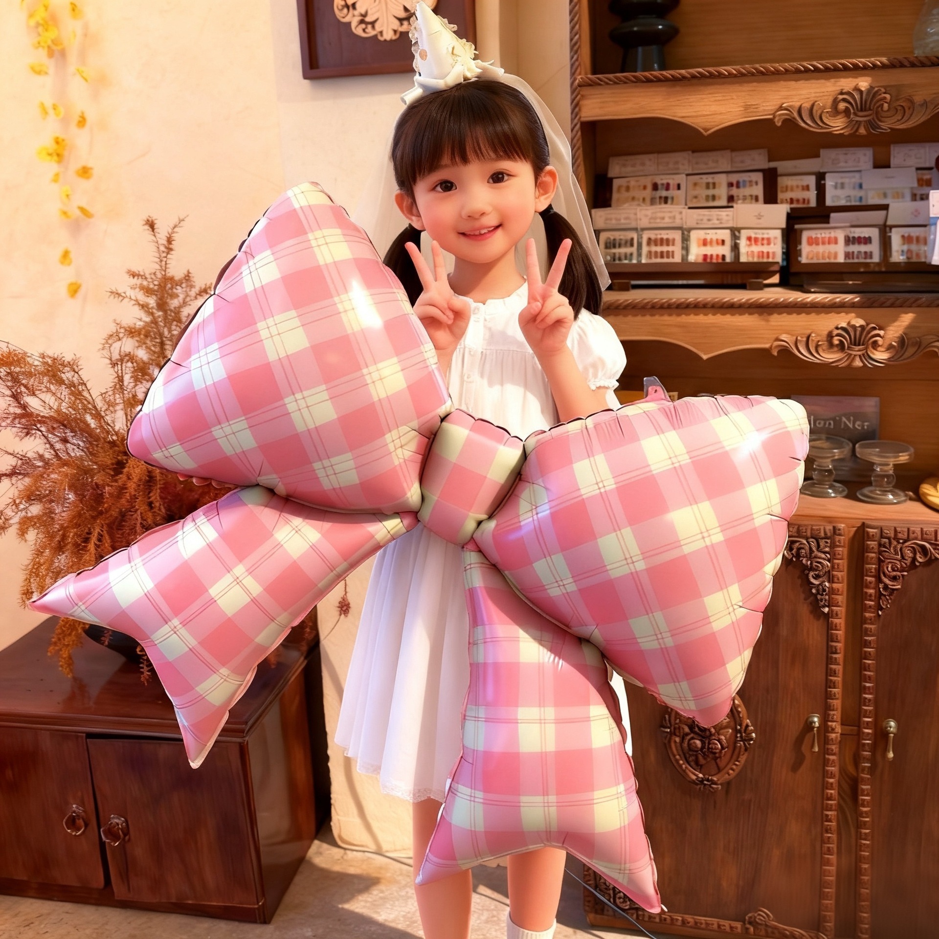 38-inch heart-shaped bow aluminum film balloon children's birthday background wall decoration balloon Valentine's Day party balloon Specification image