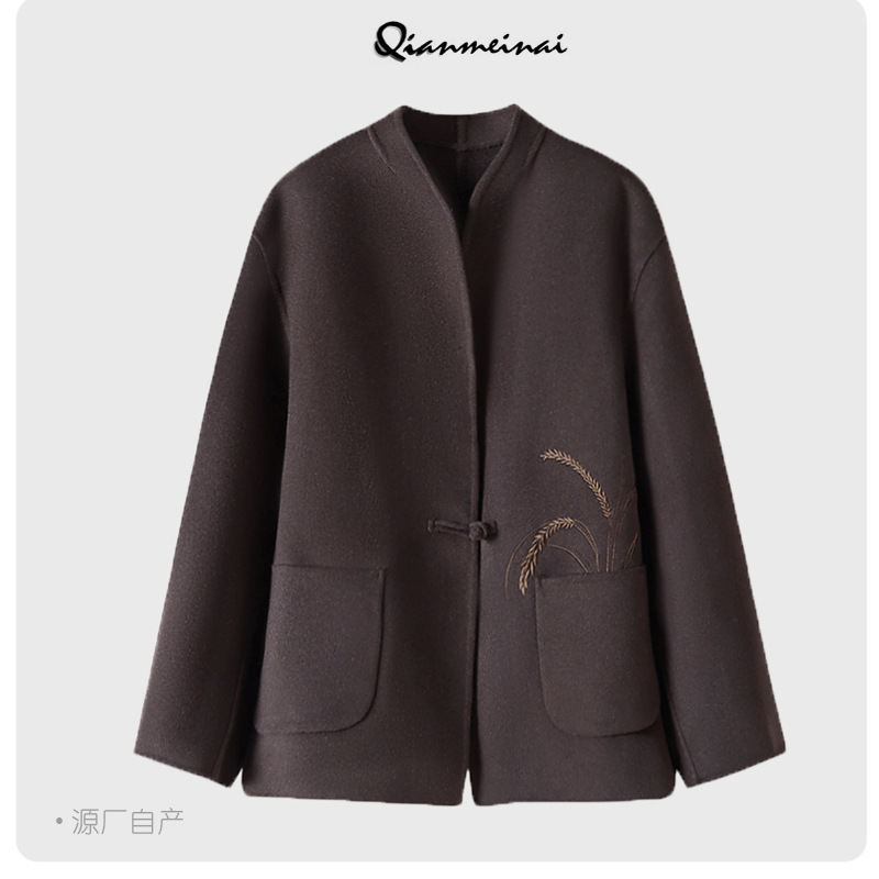New embroidered new Chinese-style double-sided woolen coat for women 2025 autumn and winter, loose woolen coat for women Application Scenario