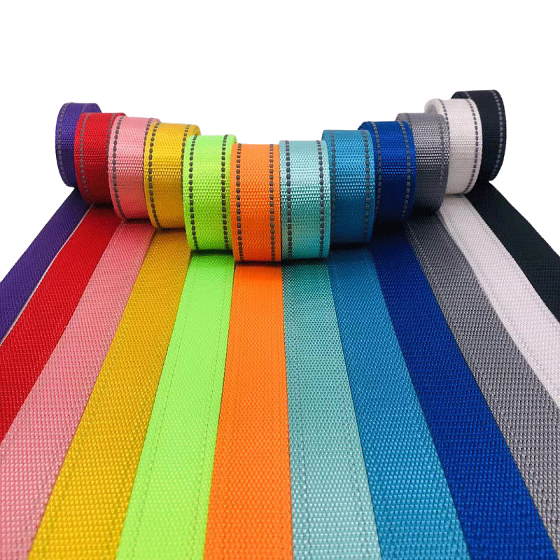 Factory wholesale nylon plain weave reflective webbing, jacquard webbing, safety warning strips, pet leash, imitation nylon details Picture