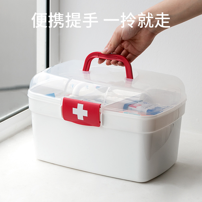 Home medicine box, dormitory desk, high-end storage box, transparent small medicine box, multi-compartment medicine medical box Specification image