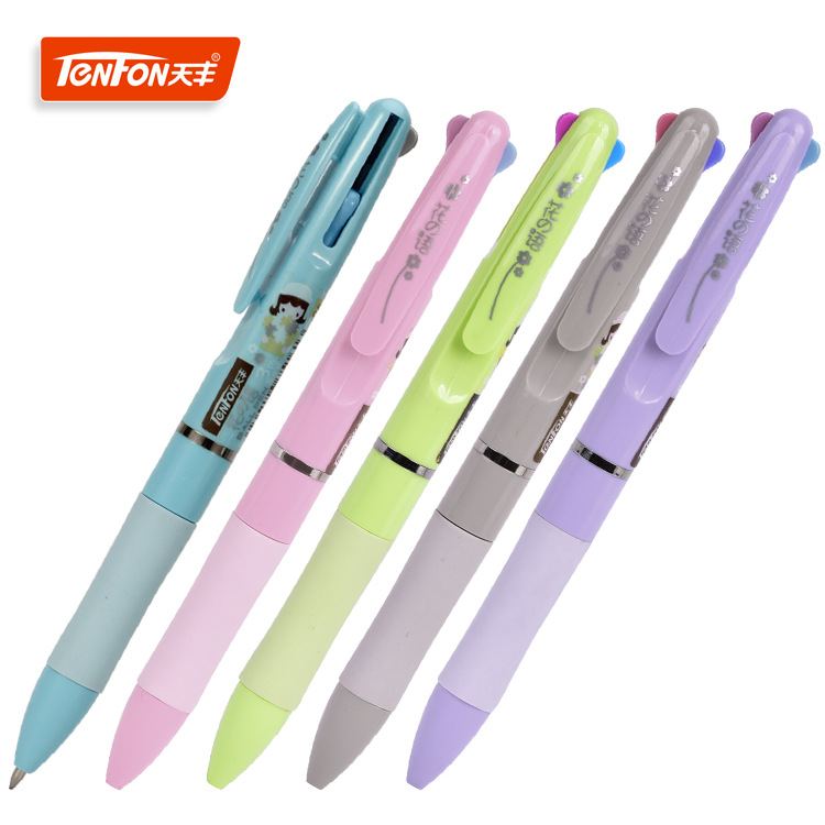 Student 3-color ballpoint pen press plastic 0.5 multi-color ballpoint pen Flower Language 5161 Ballpoint pen 48 pieces per box