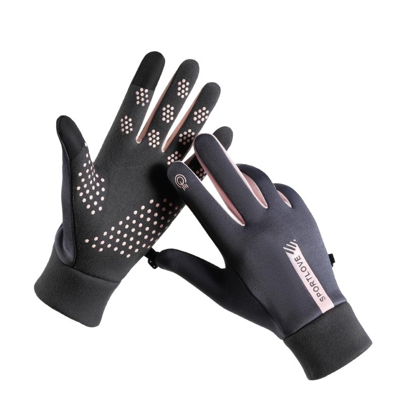 Men's and women's warm gloves, windproof and water-repellent for winter cycling, touch screen, anti-slip for outdoor electric bike riding, fleece and thickened Item Picture