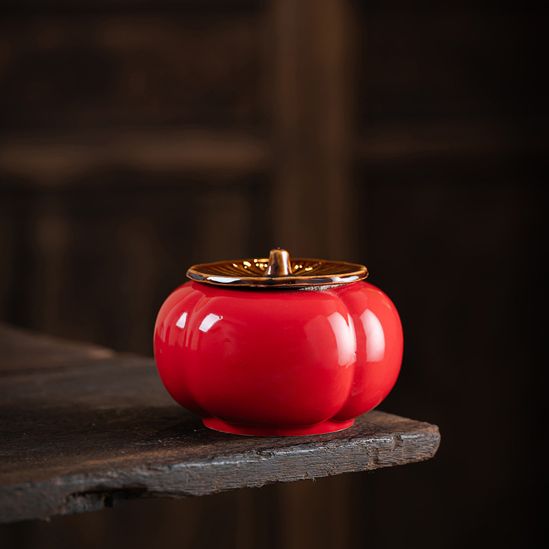 柿柿如意大小号陶瓷茶叶罐客厅桌面摆件乔迁结婚伴手礼糖果储物罐产品图