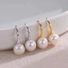 Freshwater pearl ear studs S925 silver ear hooks simple high heels ear hooks Women's strong light earrings One piece to convey light luxury details Picture