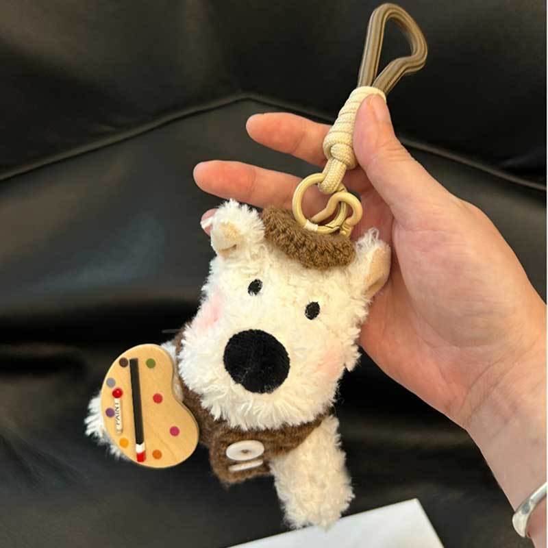 Love glasses, sloppy puppy, West Highland bag pendant, key rope buckle, plush toy decoration, couple gifts details Picture