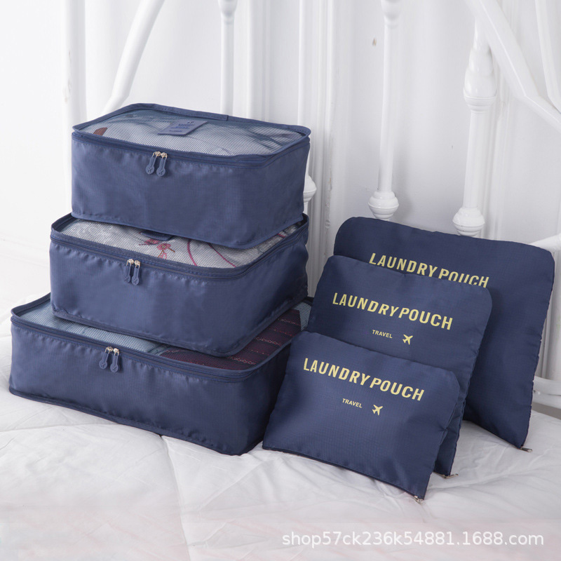 Korean version cross-border travel bag 6-piece set, Oxford cloth storage bag, underwear and bra organization bag, shoe storage bag 6-piece set Specification image