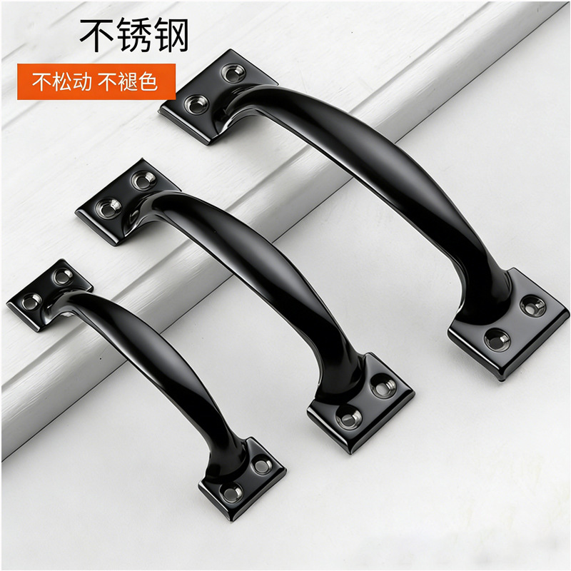 Stainless steel handle, thickened cabinet door, old-fashioned handle, light luxury wardrobe, wooden door, window handle, floral bow-shaped handle details Picture