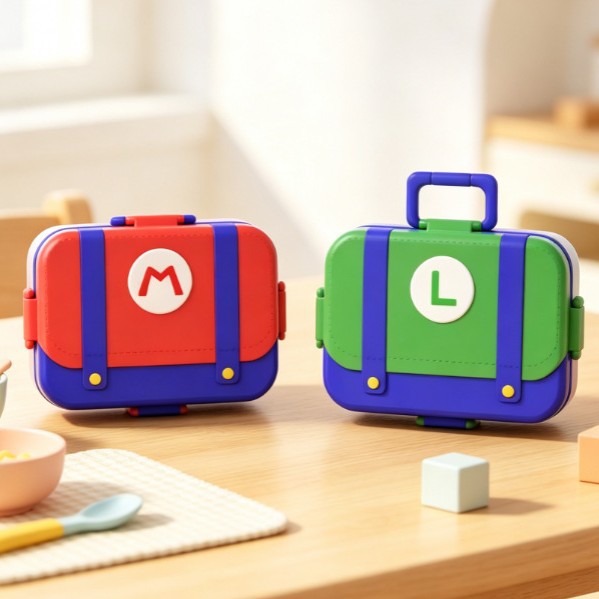 baby lunch box, in an ins style with a high level of appearance, is a robot children's cartoon lunch box with portable compartments Application Scenario