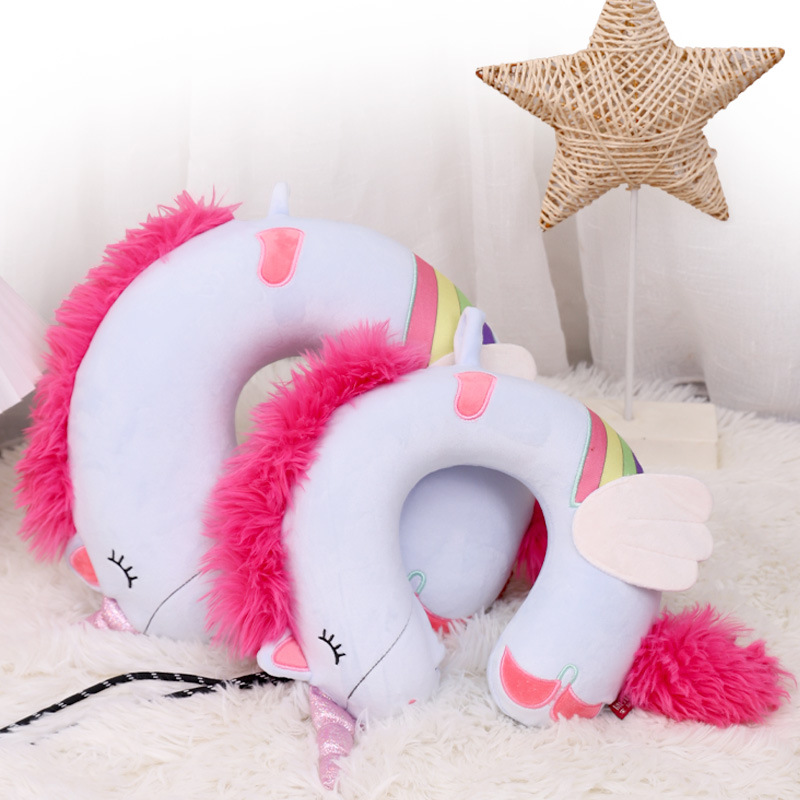 Wholesale of cartoon cute unicorn parent-child memory foam U-shaped pillows and Kanglewu slow rebound travel neck protection pillows details Picture