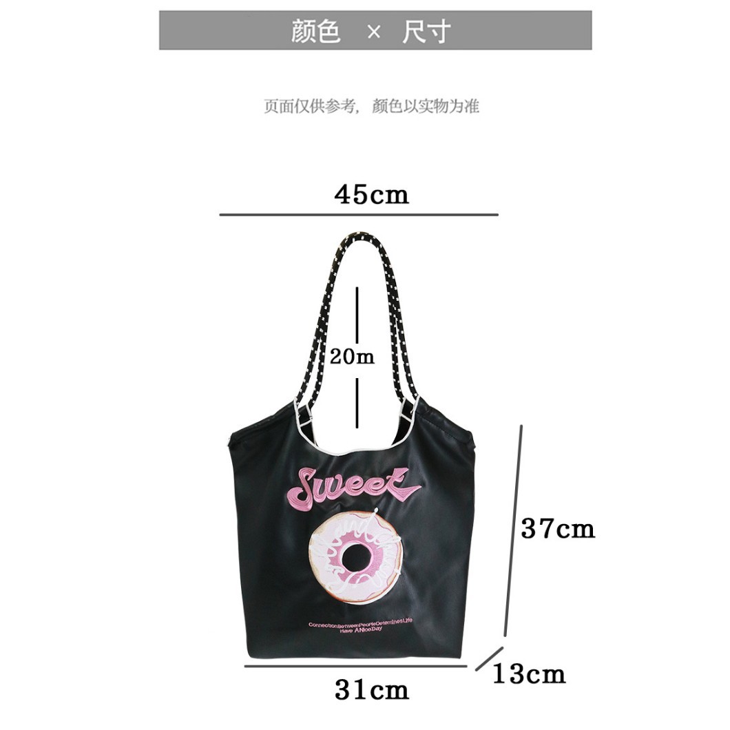 2025 nueva pu tote bolsa mujer gran capacidad negro un hombro crossbody bolsa snoopy cute bordado bolsa de compras Specification image