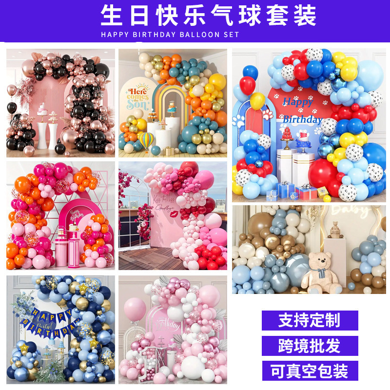 批发跨境热卖生日气球套装儿童生日婚礼庆典装饰氛围布置气球组合